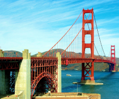 red San Francisco Bay bridge